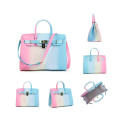 women high heel outdoor rainbow shoes with Matte Jelly Bag Fashion Colorful  Classic Tote Bag Padlock Lady Multi color Handbag